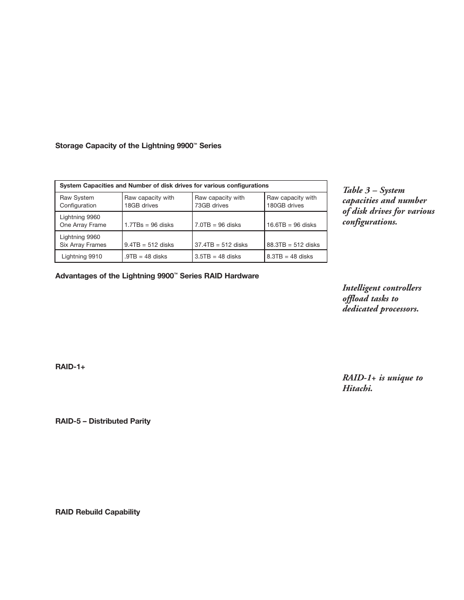 Capacities and raid architecture | Hitachi 9900 Series User Manual | Page 32 / 80