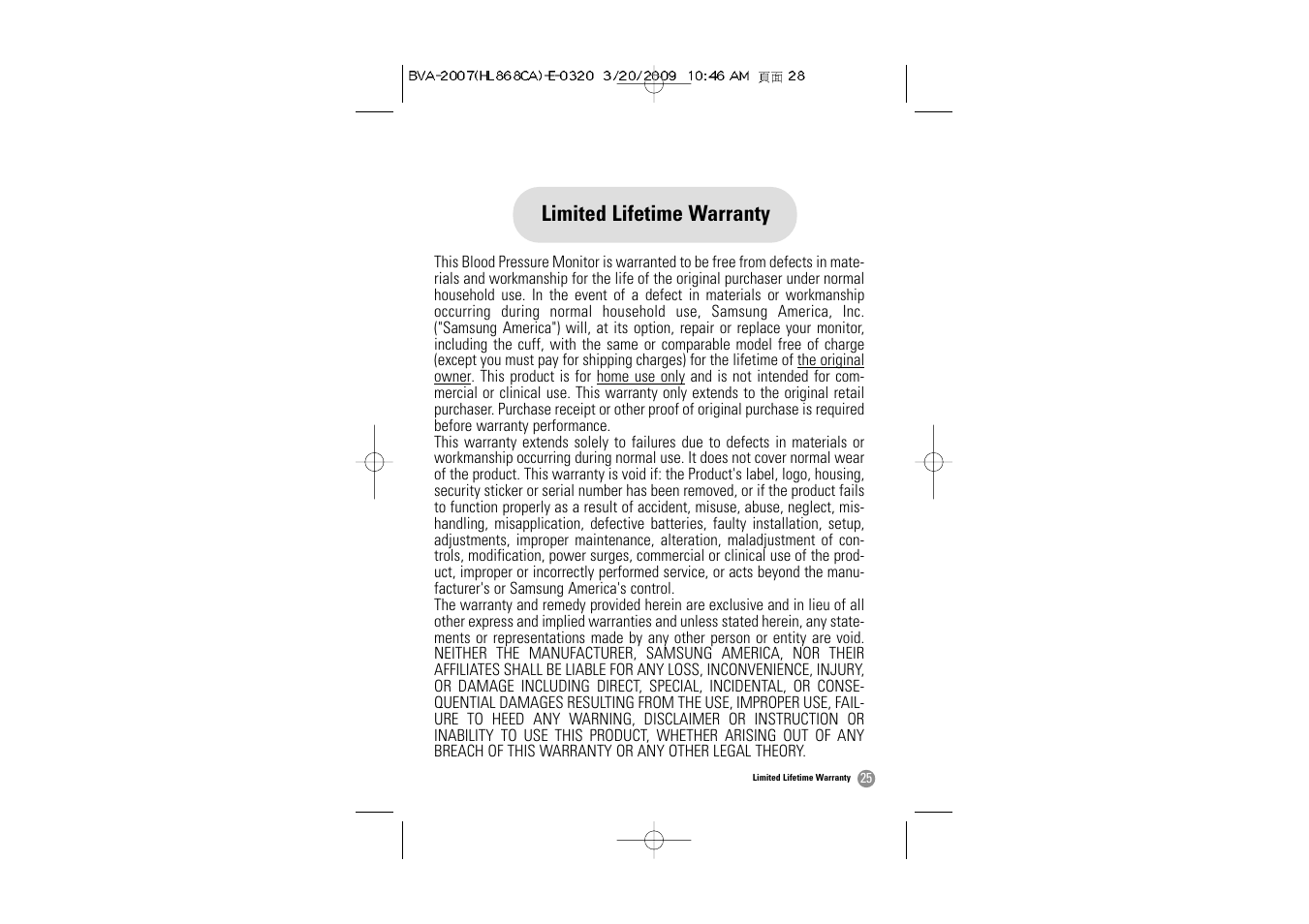 Limited lifetime warranty | Hitachi BVA-2007 User Manual | Page 26 / 66