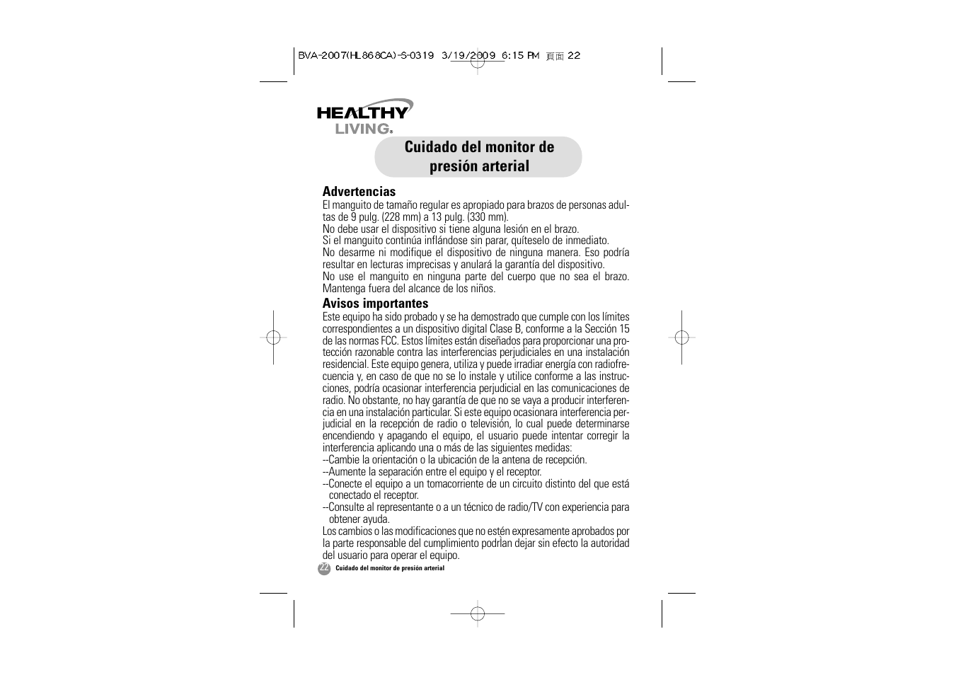 Cuidado del monitor de presión arterial | Hitachi BVA-2007 User Manual | Page 55 / 66