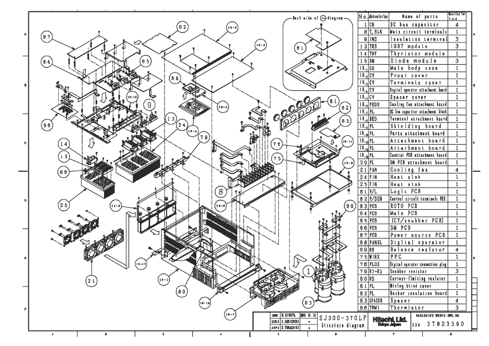 Sj300-370lf/l300p-450lf structure figure | Hitachi SJ300 User Manual | Page 61 / 76
