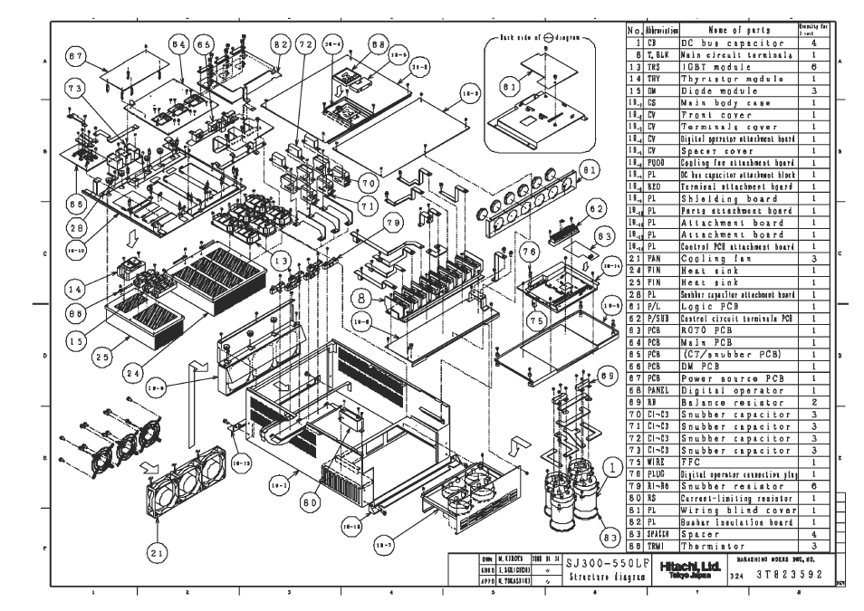 Sj300-550lf/l300p-750lf structure figure | Hitachi SJ300 User Manual | Page 63 / 76