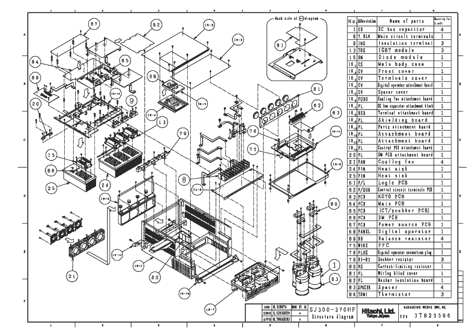 Sj300-370hf/l300p-450hf structure figure | Hitachi SJ300 User Manual | Page 67 / 76
