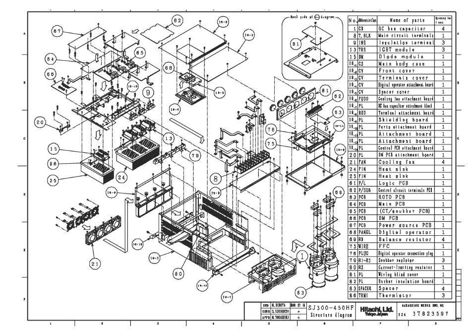 Sj300-450hf/l300p-550hf structure figure | Hitachi SJ300 User Manual | Page 68 / 76