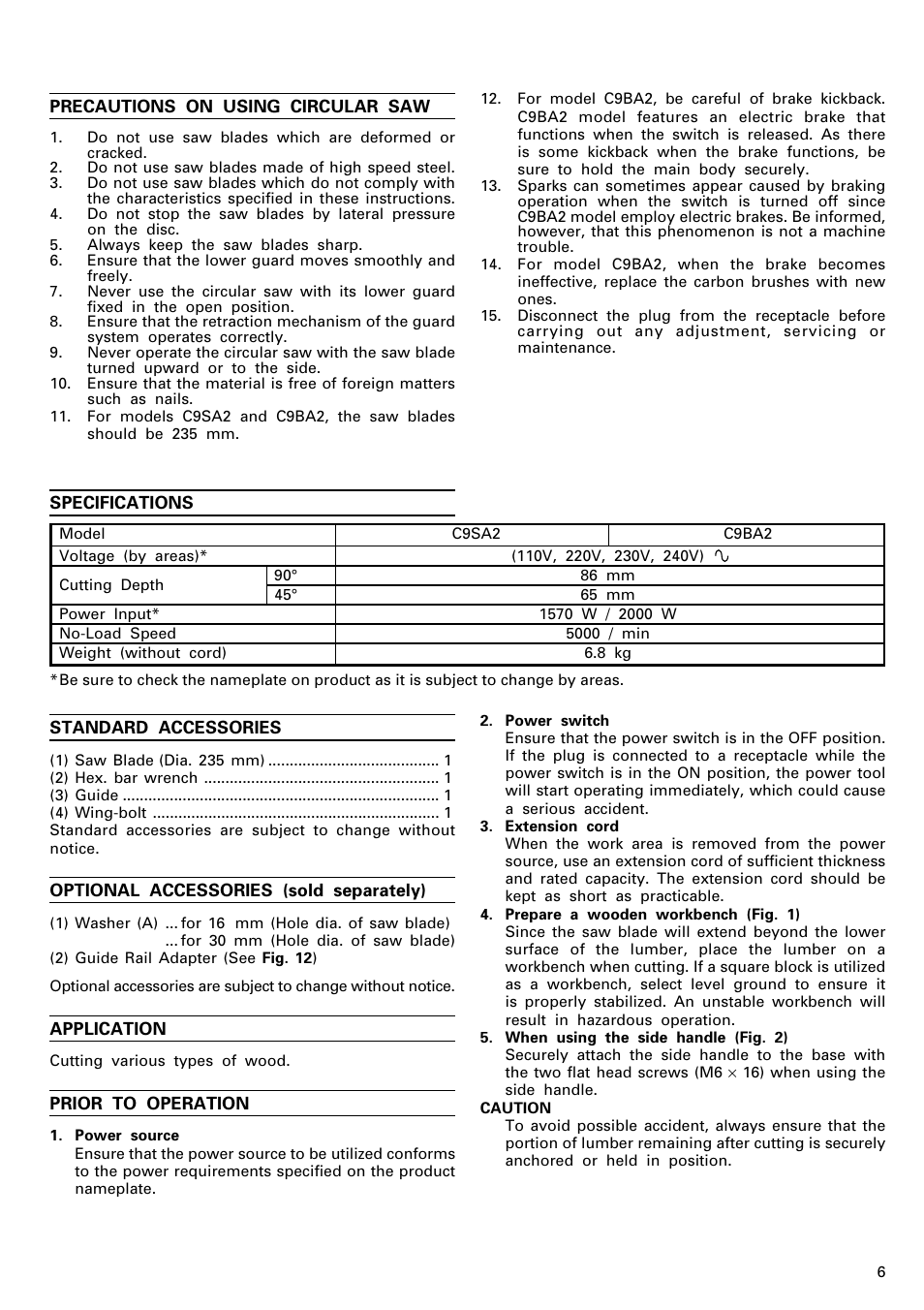 Hitachi C 9SA2 User Manual | Page 7 / 18