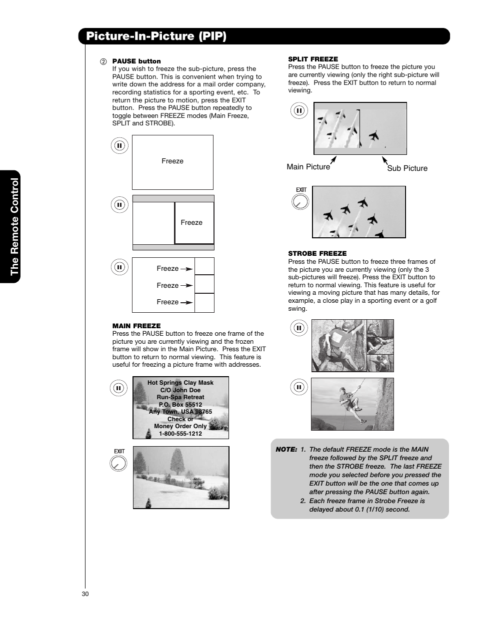 Picture-in-picture (pip), The remote contr ol | Hitachi 42HDS69 User Manual | Page 30 / 80