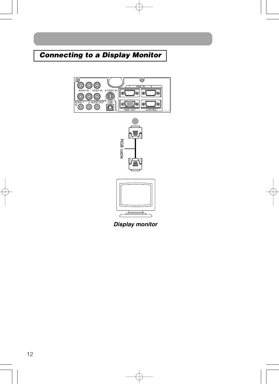 Connecting your devices (continued), Connecting to a display monitor, Display monitor | Hitachi CP-X385W User Manual | Page 13 / 53