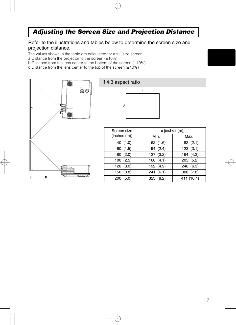 Adjusting the screen size and projection distance | Hitachi CP-X385W User Manual | Page 8 / 53