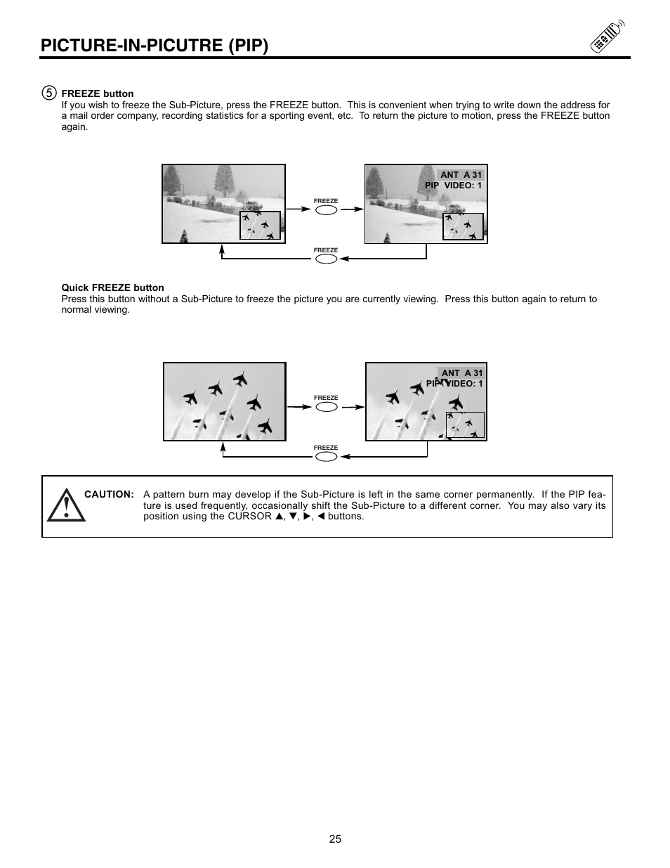 Picture-in-picutre (pip) | Hitachi 60DX10B User Manual | Page 25 / 60