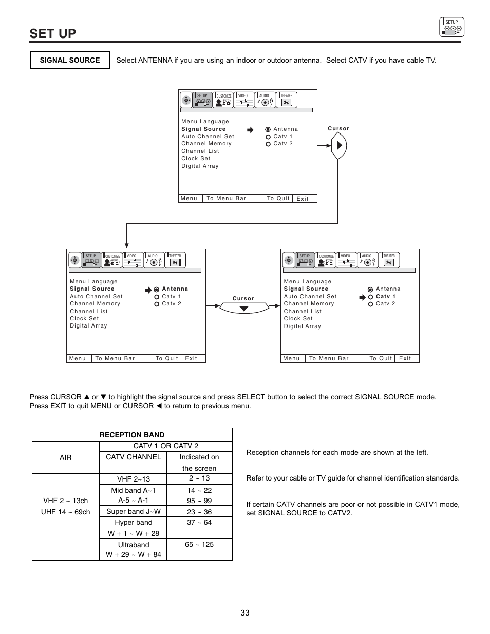 Set up | Hitachi 60DX10B User Manual | Page 33 / 60