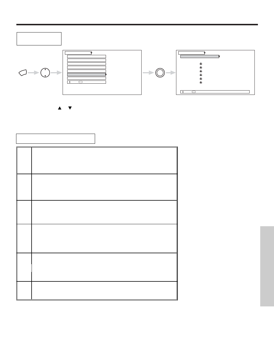 Locks, On-screen displa y, Canadian ratings (eng) | Canadian ratings english chart | Hitachi 51S500 User Manual | Page 53 / 72