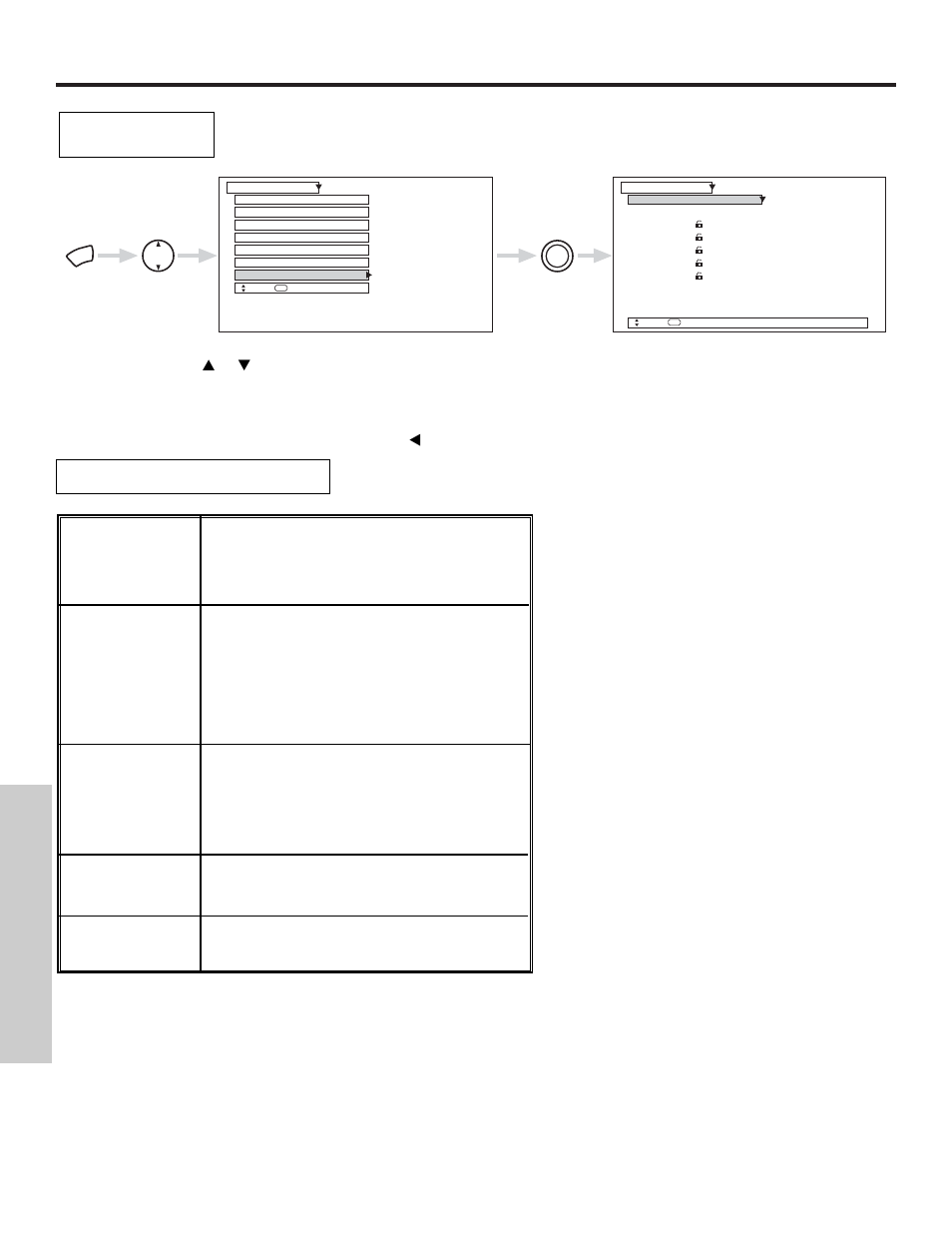 Locks, On-screen displa y | Hitachi 51S500 User Manual | Page 54 / 72