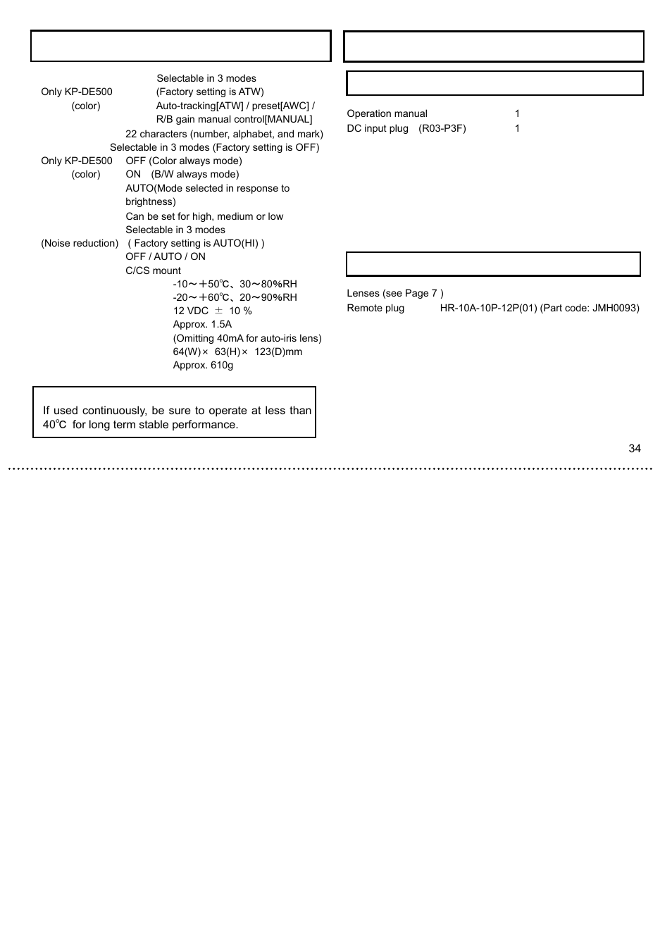 Accessories | Hitachi KP-E500 User Manual | Page 20 / 20