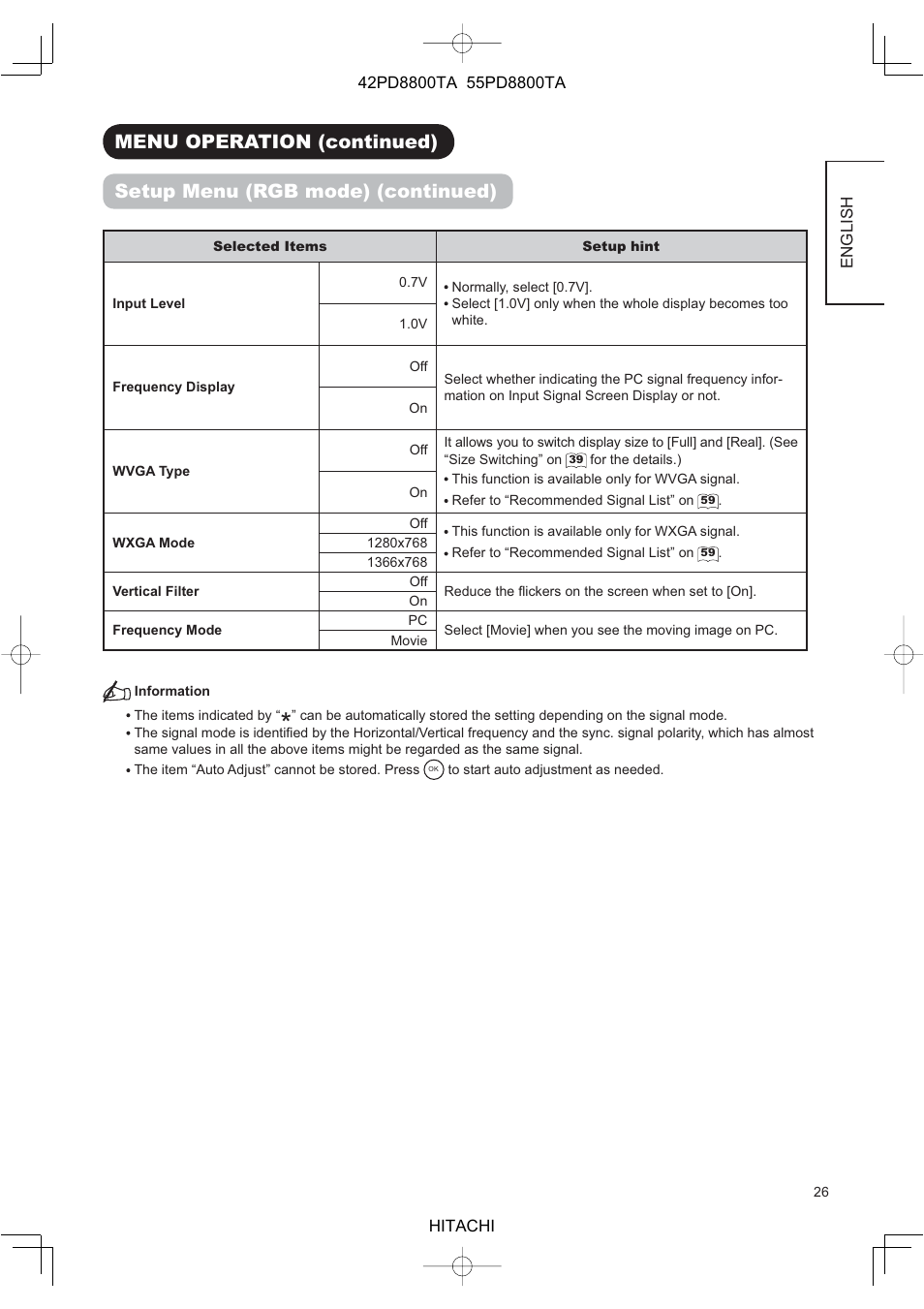 Hitachi 42PD8800TA User Manual | Page 28 / 62