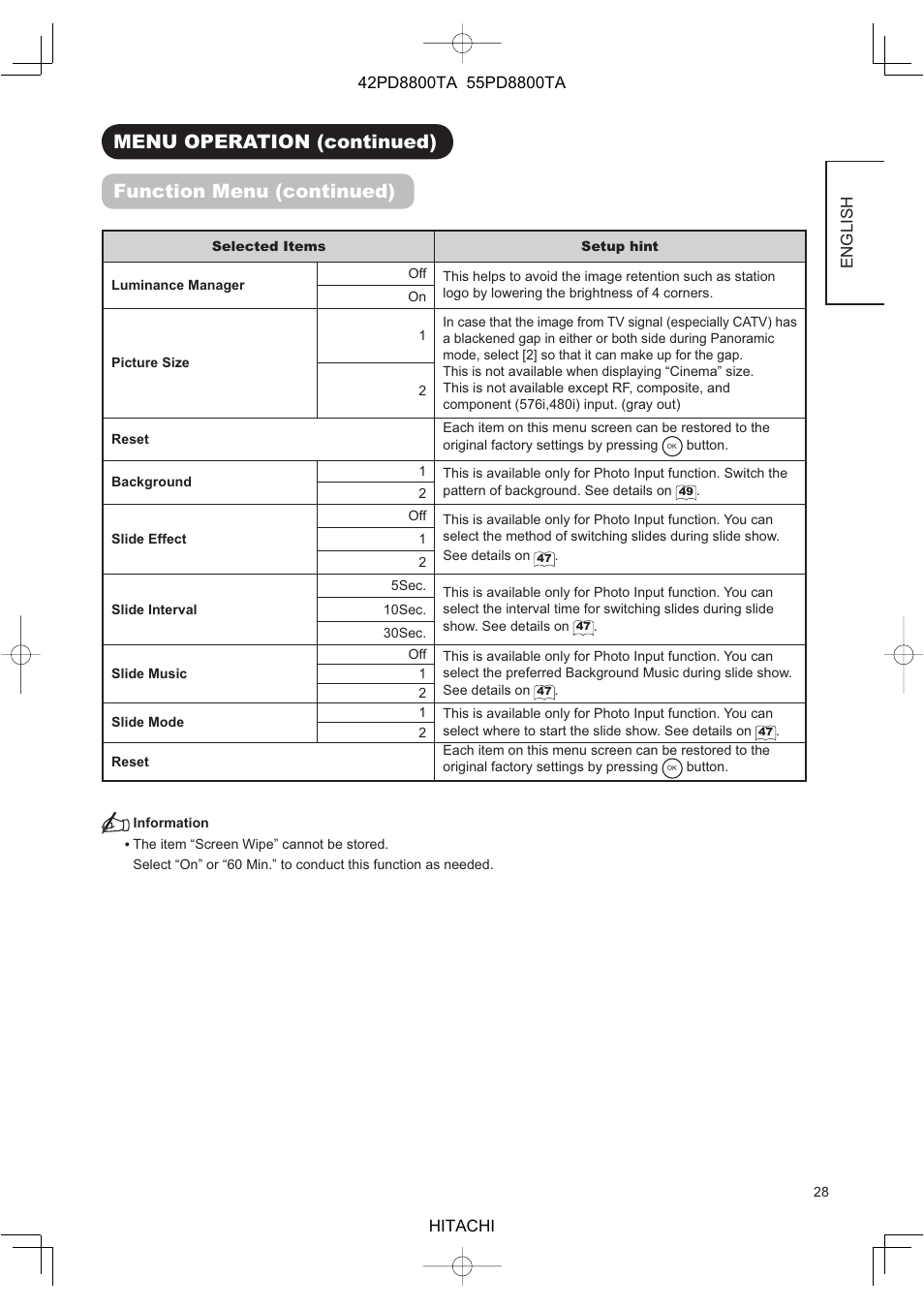 Hitachi 42PD8800TA User Manual | Page 30 / 62