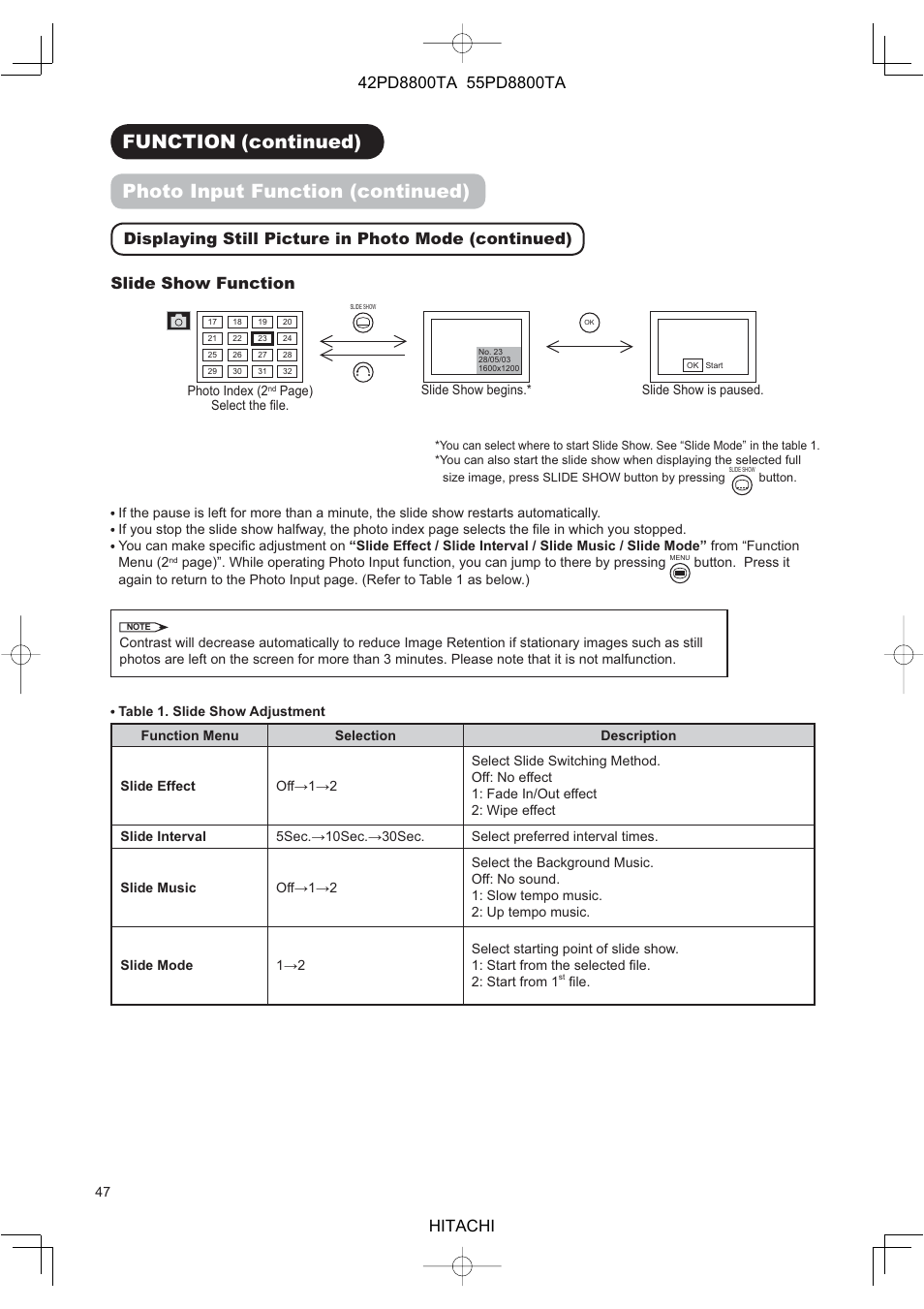 Hitachi 42PD8800TA User Manual | Page 49 / 62