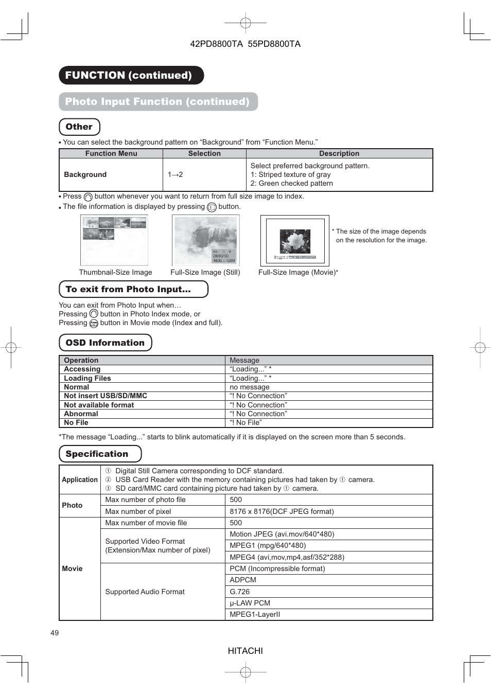Hitachi 42PD8800TA User Manual | Page 51 / 62