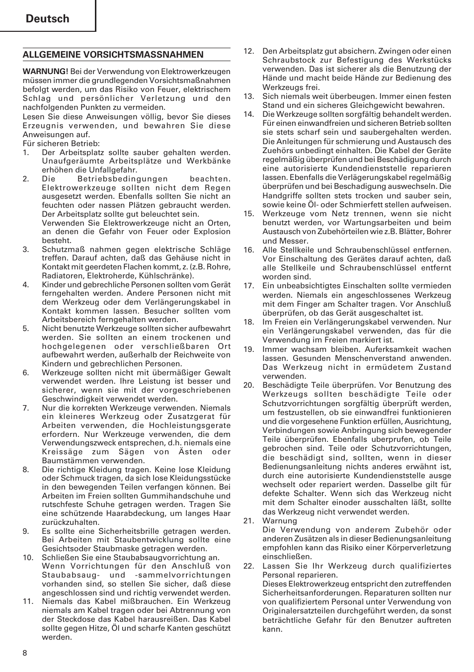 Deutsch | Hitachi FCJ 55 User Manual | Page 10 / 30