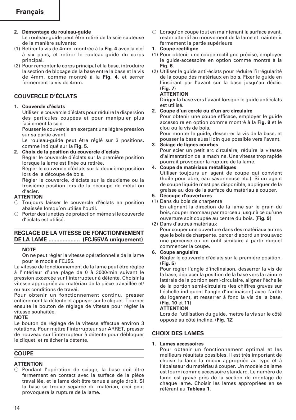 Français | Hitachi FCJ 55 User Manual | Page 16 / 30