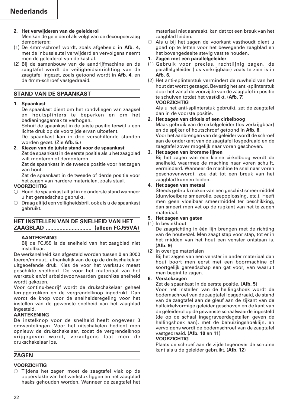 Nederlands | Hitachi FCJ 55 User Manual | Page 24 / 30