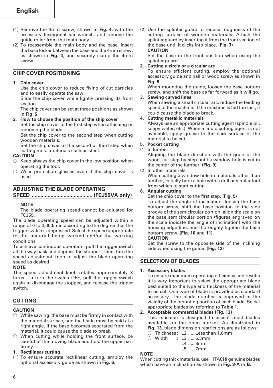 English | Hitachi FCJ 55 User Manual | Page 8 / 30