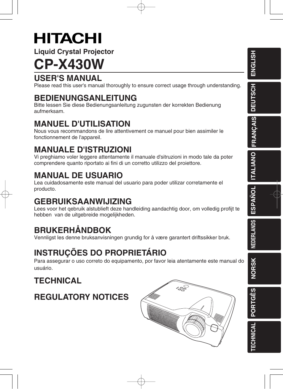 Hitachi CP-X430W User Manual | 40 pages