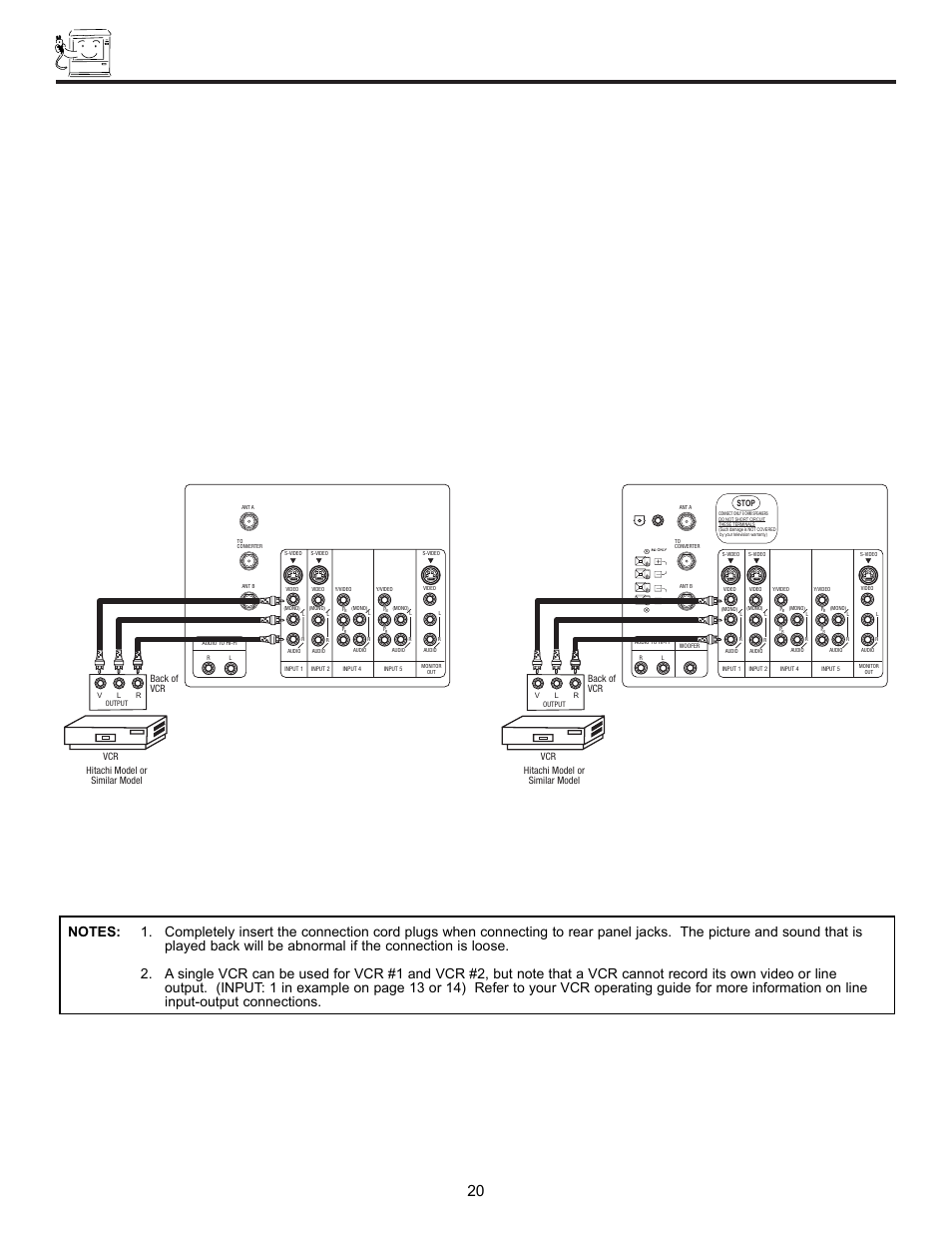 Connecting external video sources | Hitachi UltraVision UWX Series 61UWX10B User Manual | Page 20 / 76