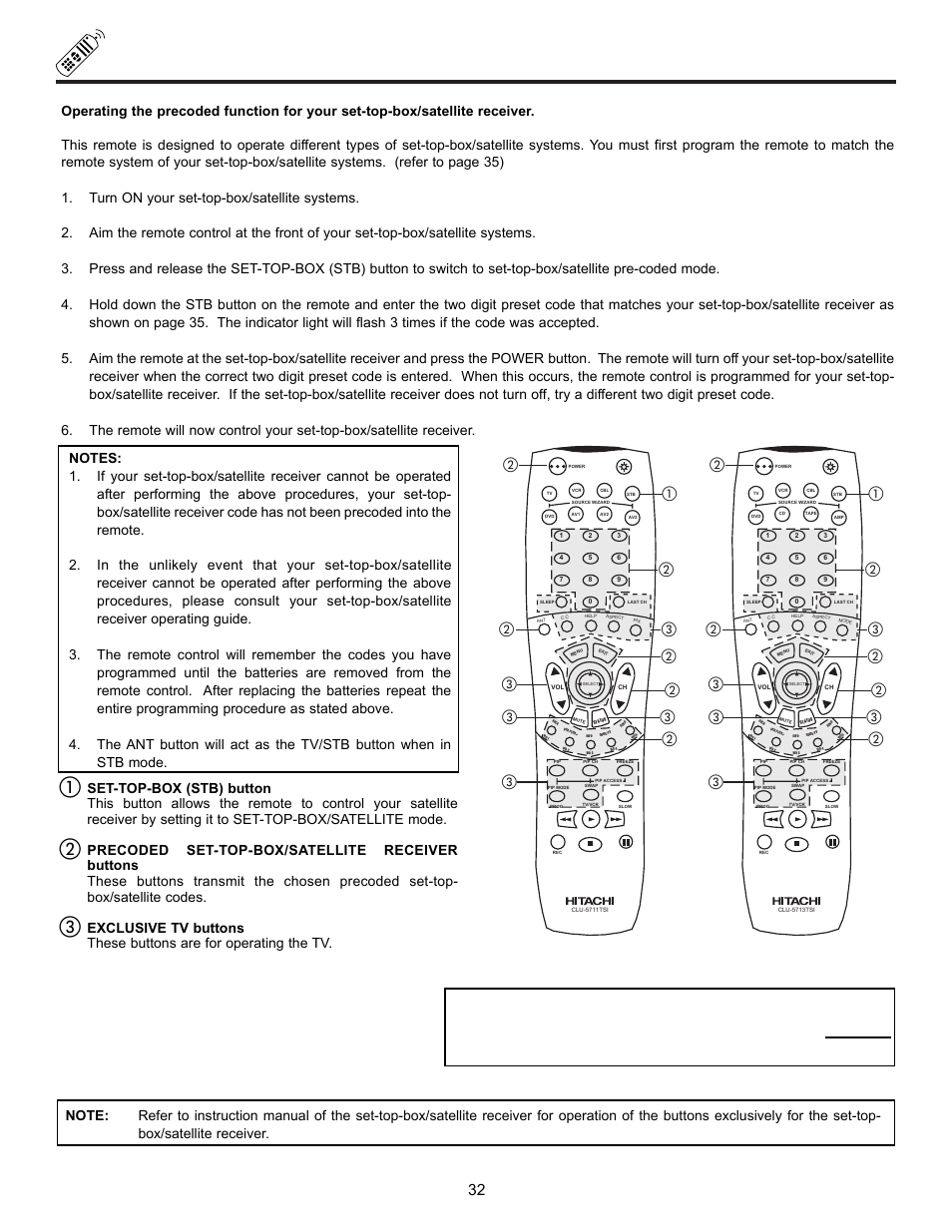 My satellite receiver/stb code is | Hitachi UltraVision UWX Series 61UWX10B User Manual | Page 32 / 76