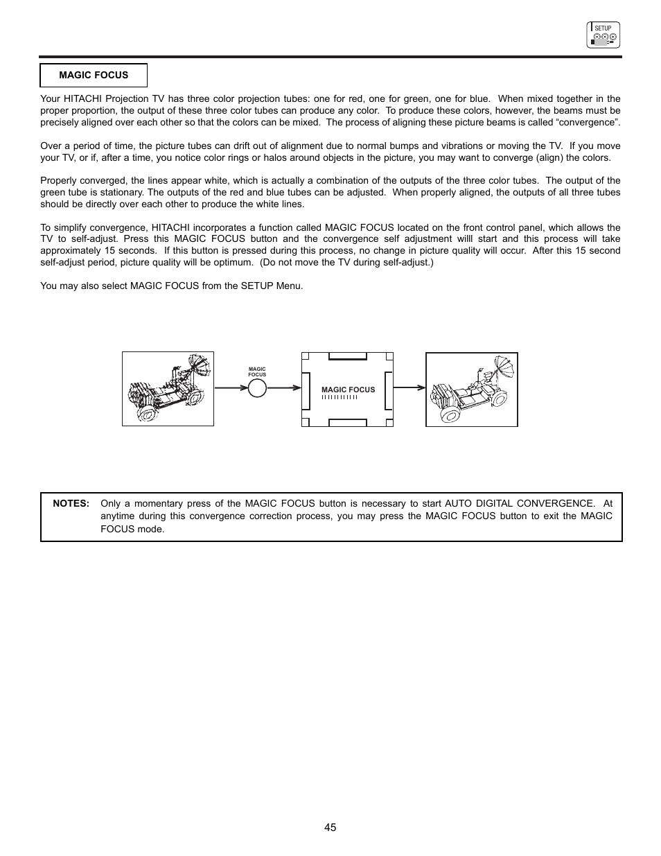 Set up | Hitachi UltraVision UWX Series 61UWX10B User Manual | Page 45 / 76