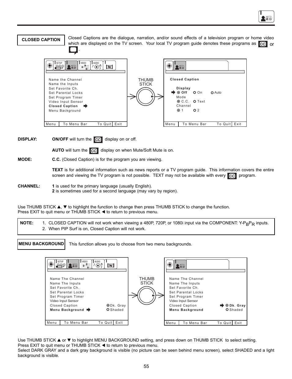 Customize | Hitachi UltraVision UWX Series 61UWX10B User Manual | Page 55 / 76