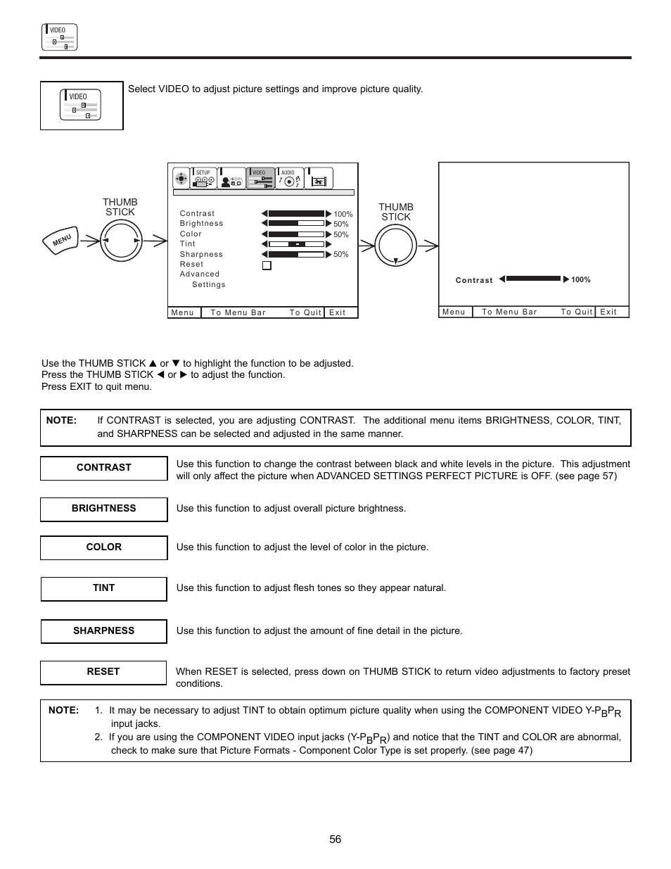 Video | Hitachi UltraVision UWX Series 61UWX10B User Manual | Page 56 / 76