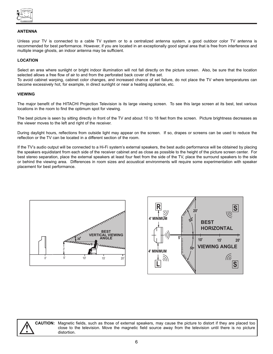 How to set up your new hitachi projection tv, Sl r | Hitachi UltraVision UWX Series 61UWX10B User Manual | Page 6 / 76