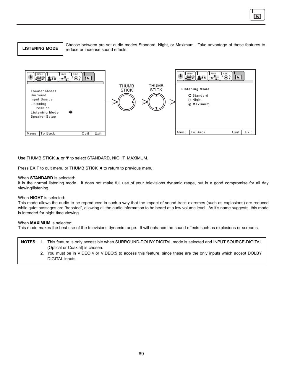 Theater | Hitachi UltraVision UWX Series 61UWX10B User Manual | Page 69 / 76