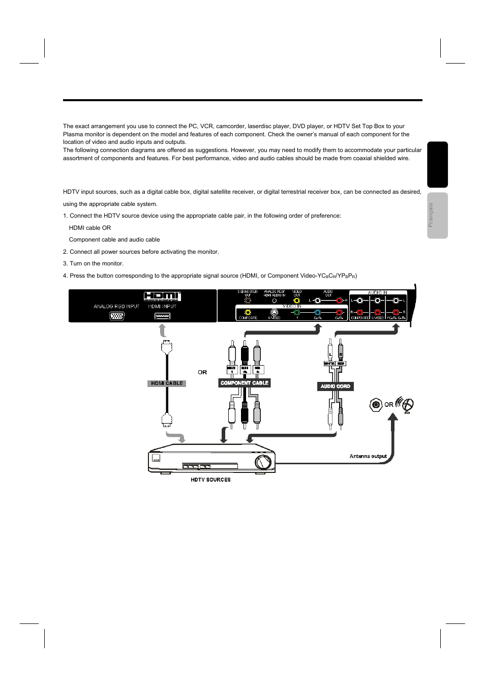 Connecting external sources | Hitachi 42HDM12 User Manual | Page 16 / 38