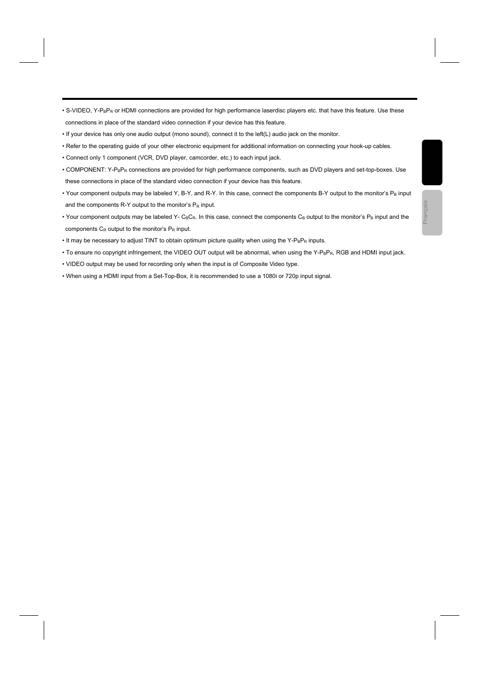 Tips on rear panel connections | Hitachi 42HDM12 User Manual | Page 22 / 38