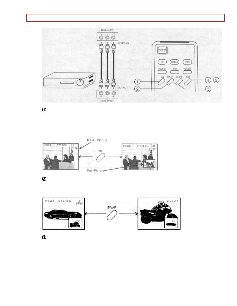 P-in-p button, Swap button, Shift button | Hitachi 50EX13KX User Manual | Page 19 / 41