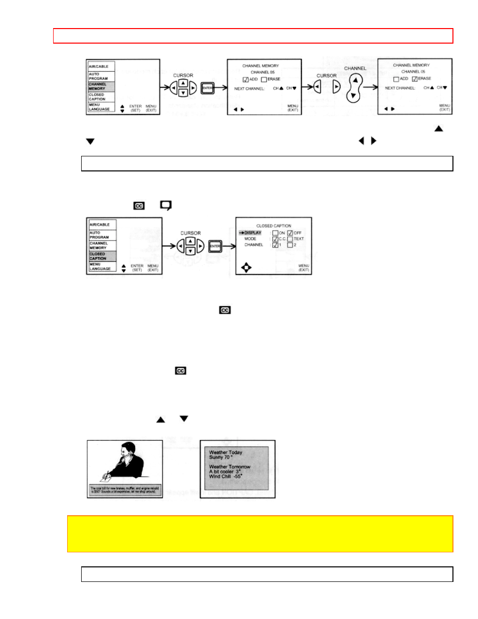 Closed caption menu language | Hitachi 50EX13KX User Manual | Page 28 / 41