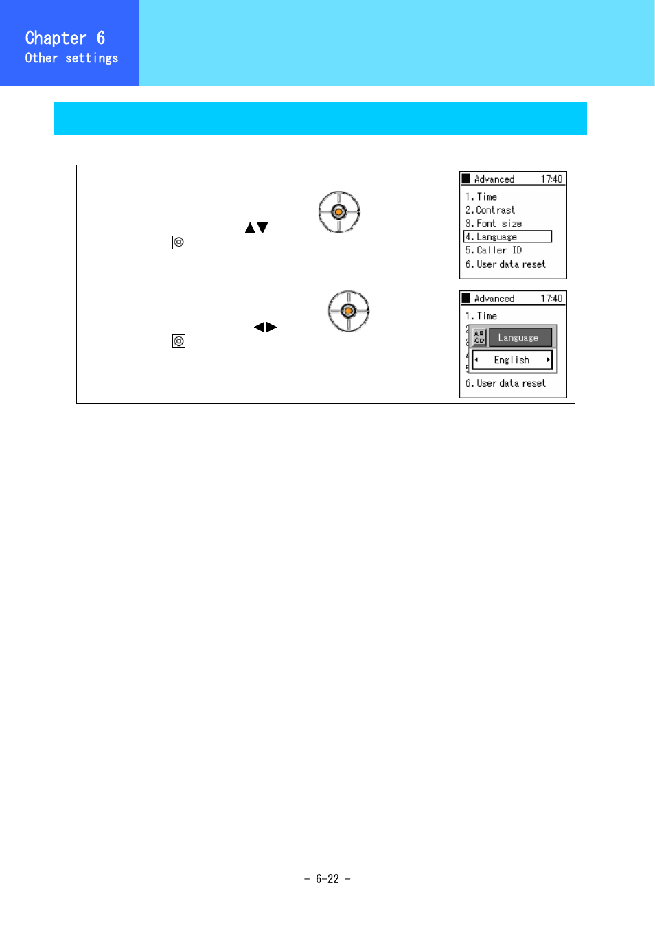 Equipment settings, Chapter 6, Language setting | Hitachi 5000 User Manual | Page 101 / 132