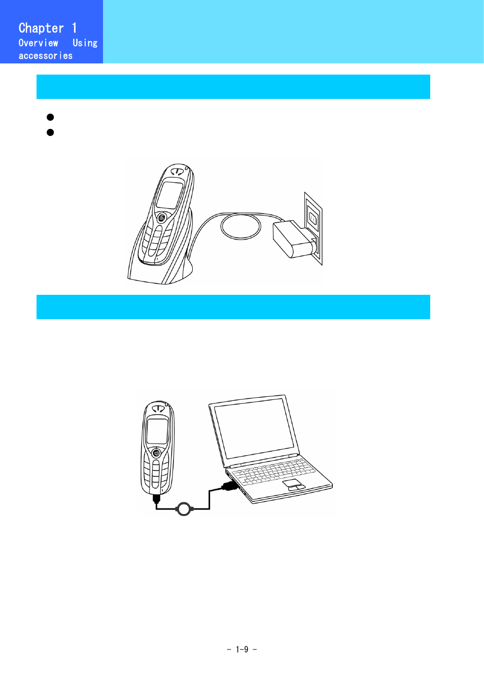 Using accessories, Chapter 1, Charging method | Usb cable (option) | Hitachi 5000 User Manual | Page 20 / 132