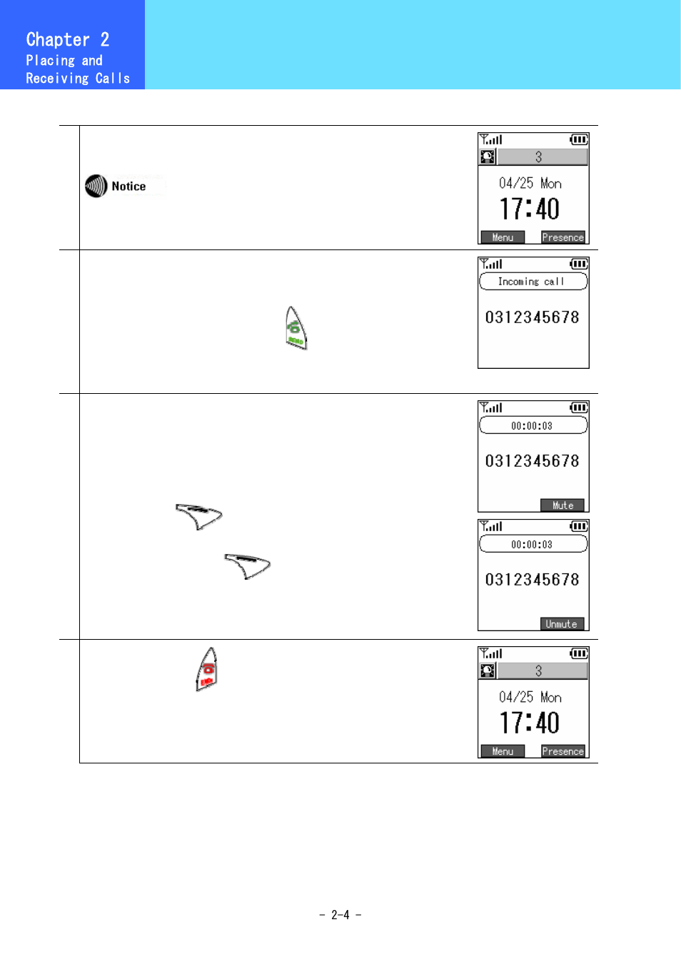 Receiving calls, Chapter 2 | Hitachi 5000 User Manual | Page 24 / 132