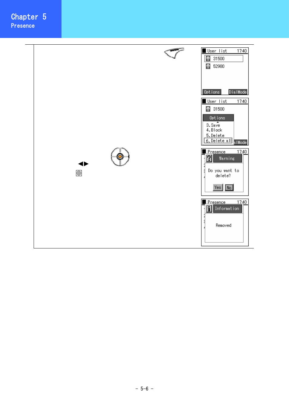 User list, Chapter 3, Chapter 5 | Hitachi 5000 User Manual | Page 73 / 132