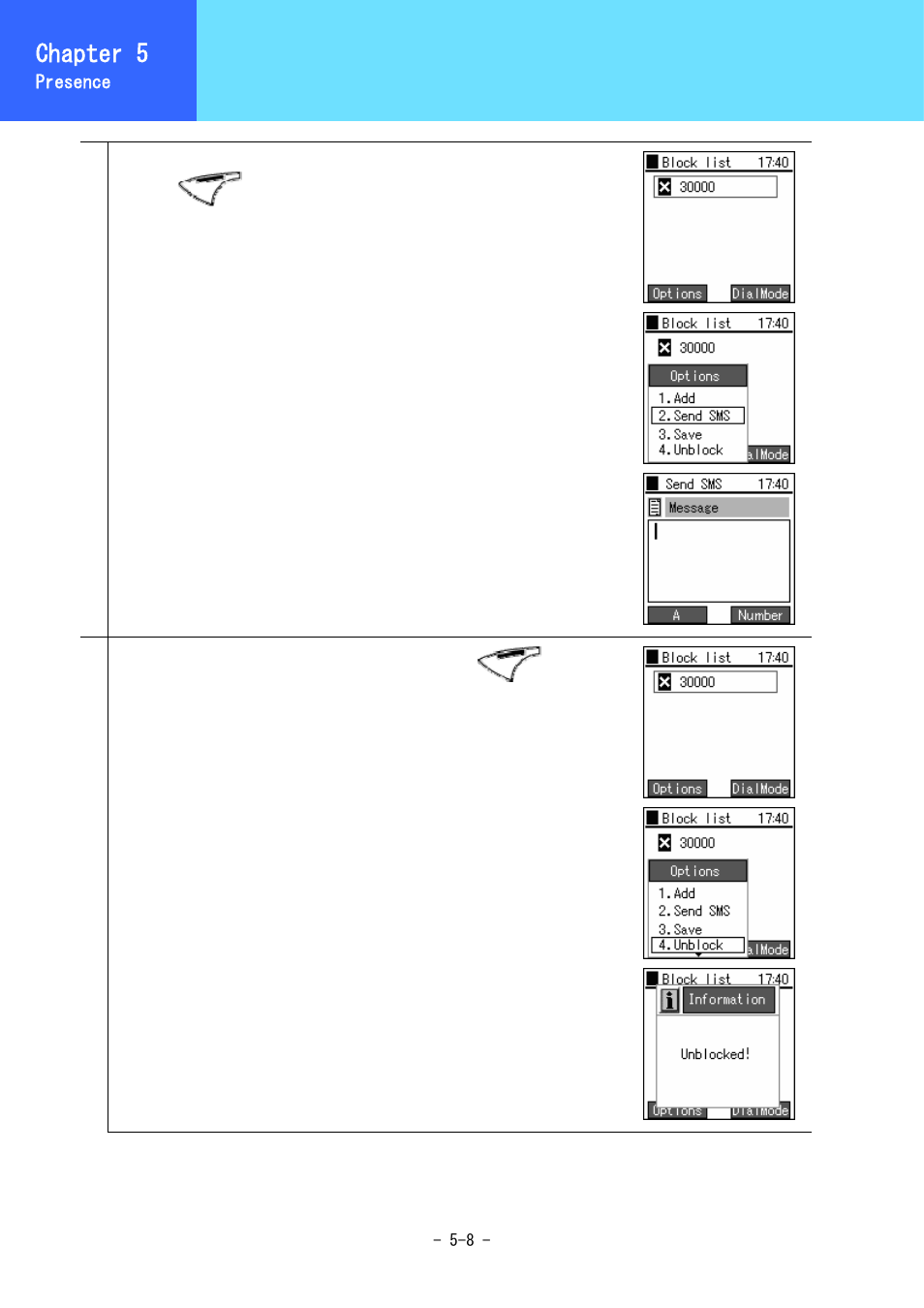 Block list, Chapter 3, Chapter 5 | Hitachi 5000 User Manual | Page 75 / 132