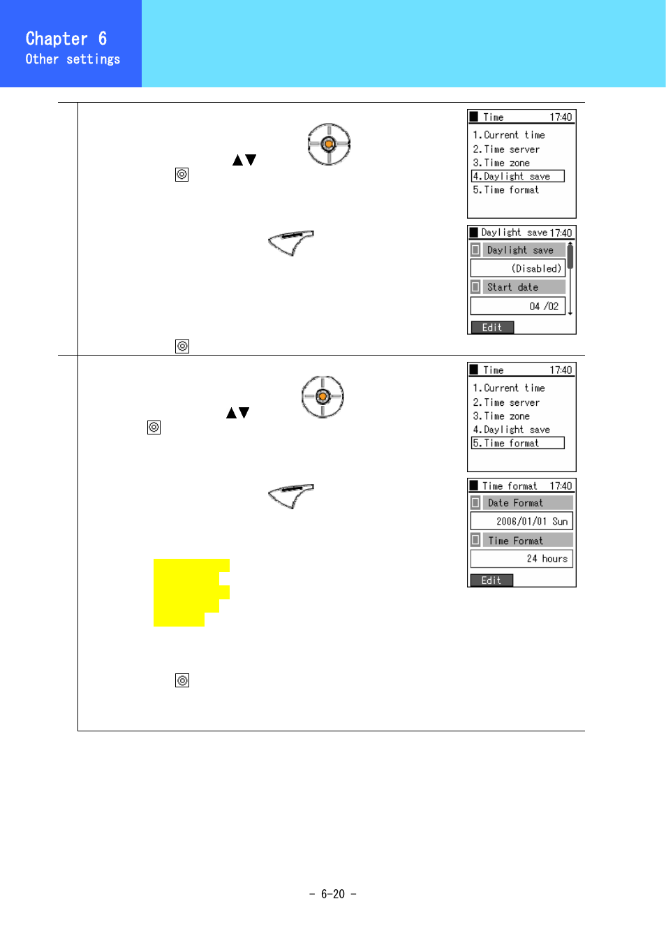 Equipment settings, Chapter 6 | Hitachi 5000 User Manual | Page 99 / 132