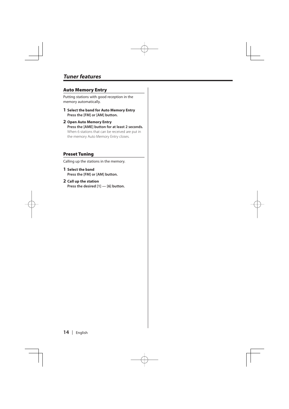 Tuner features | Kenwood KDC-W427 User Manual | Page 14 / 88