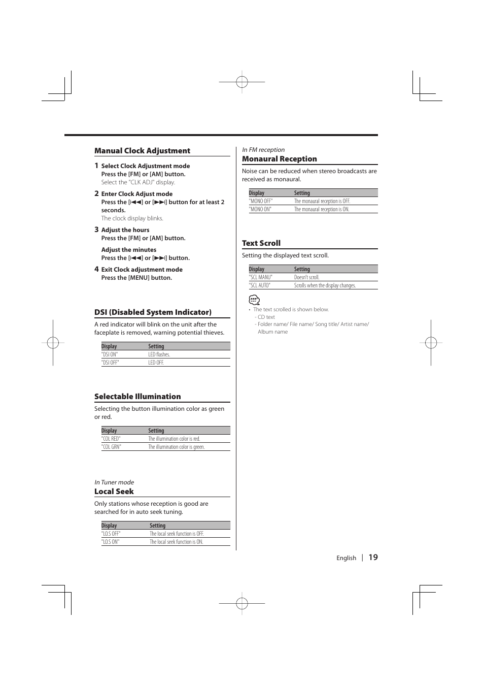 Kenwood KDC-W427 User Manual | Page 19 / 88