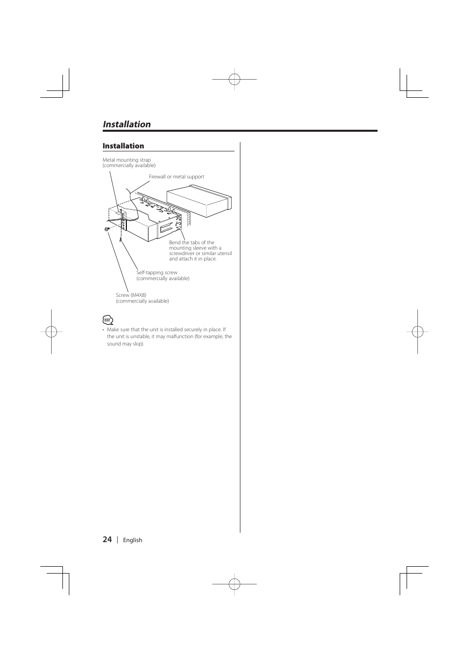 Installation | Kenwood KDC-W427 User Manual | Page 24 / 88