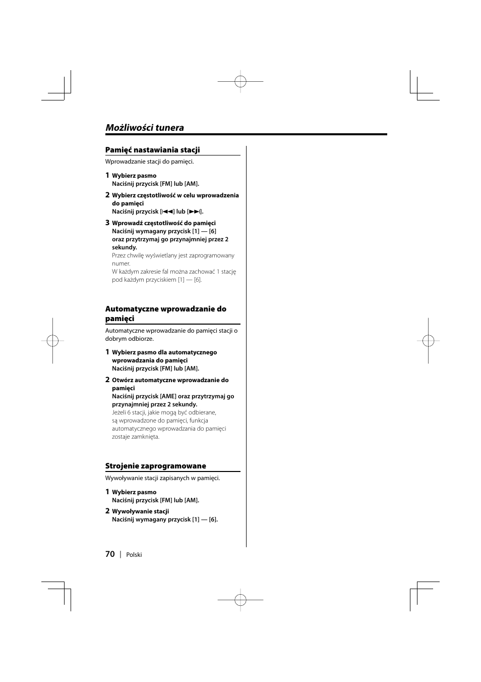 Możliwości tunera | Kenwood KDC-W427 User Manual | Page 70 / 88