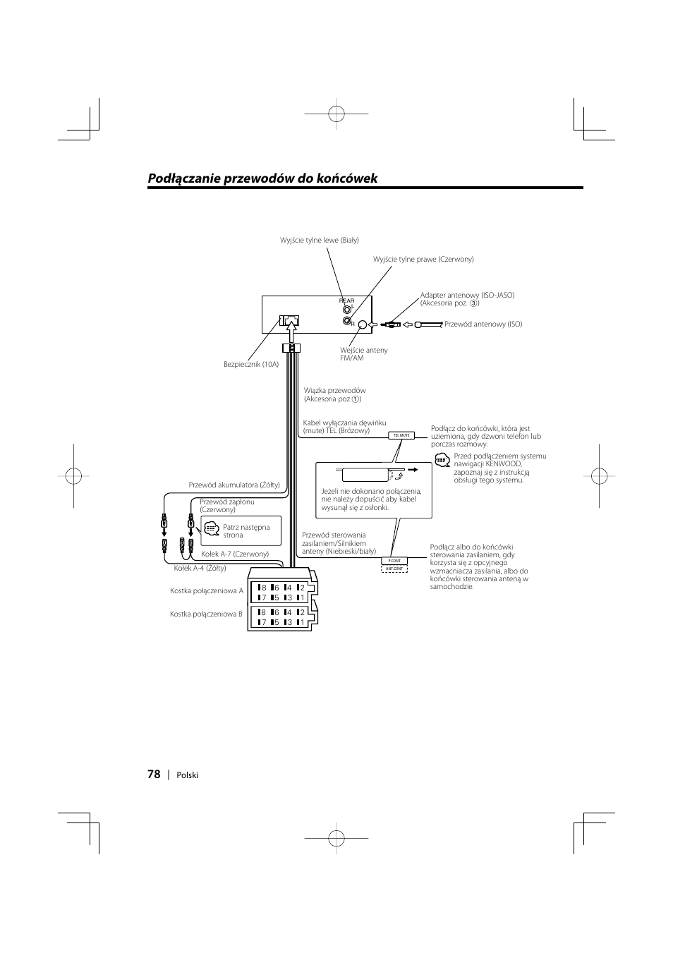 Podłączanie przewodów do końcówek | Kenwood KDC-W427 User Manual | Page 78 / 88