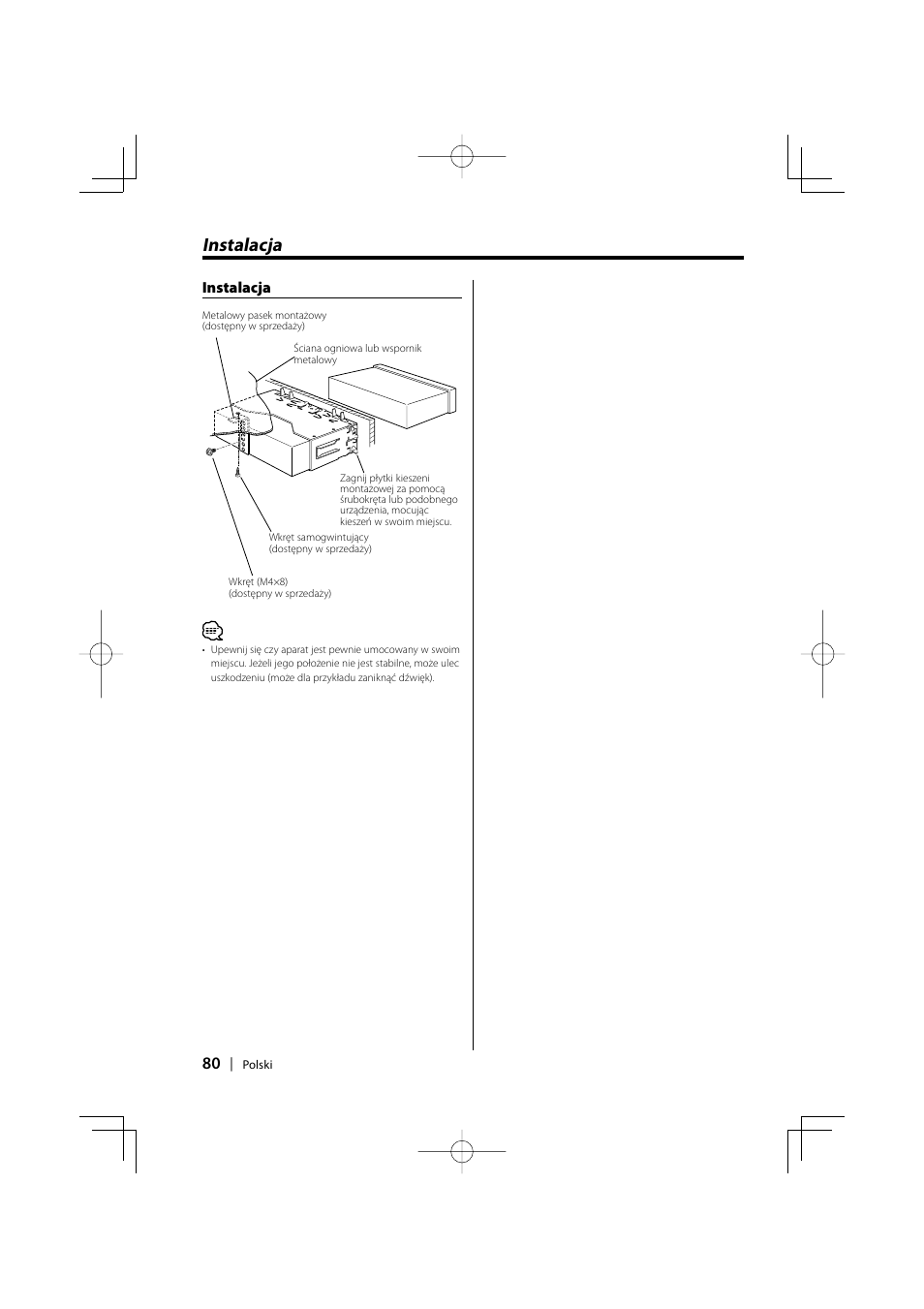 Instalacja | Kenwood KDC-W427 User Manual | Page 80 / 88