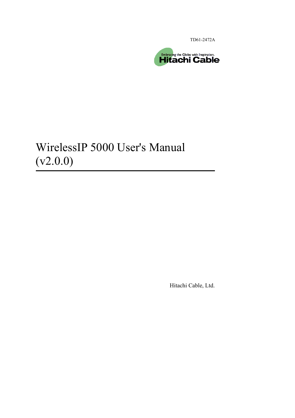 Hitachi WIRELESSIP TD61-2472A User Manual | 88 pages