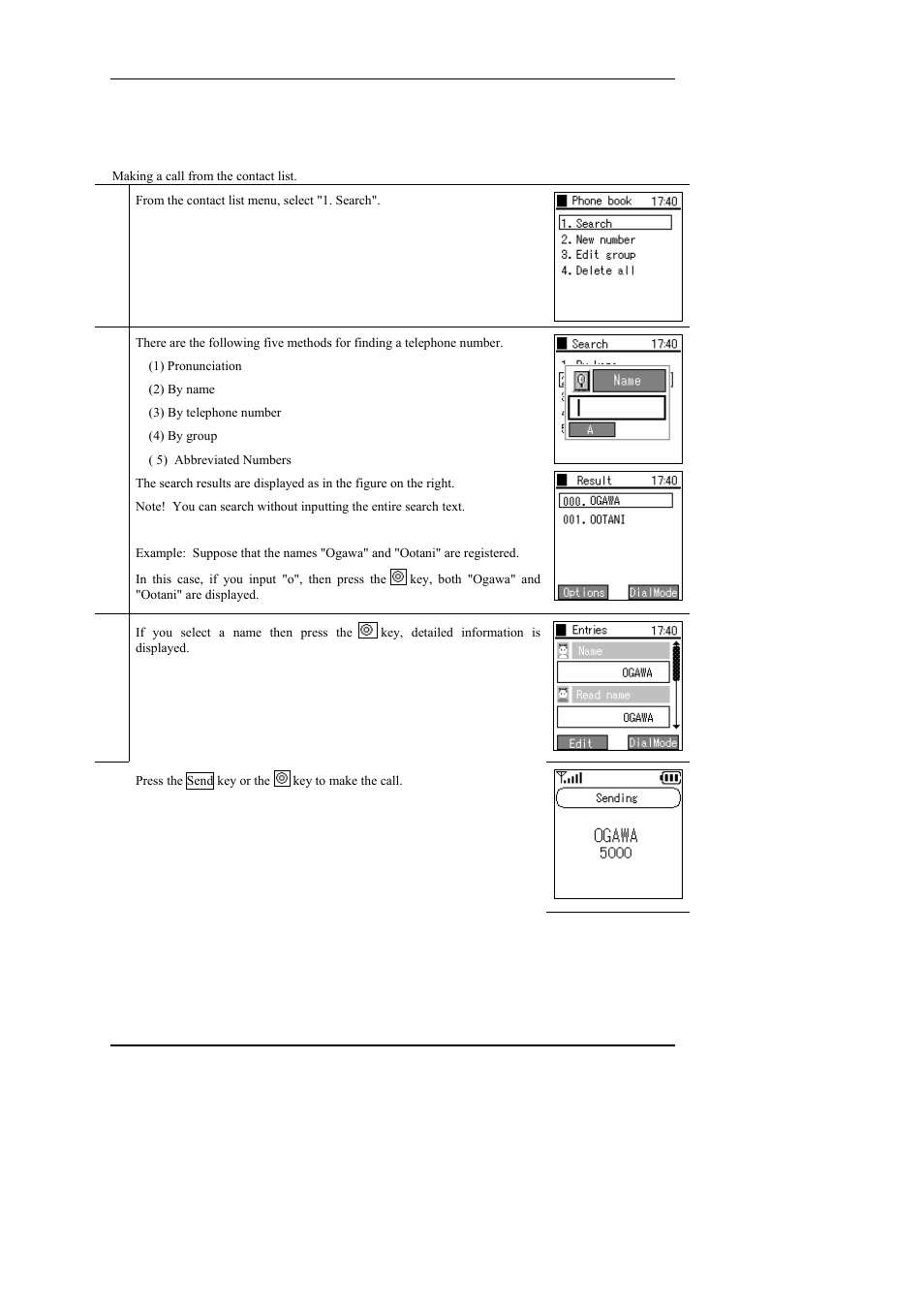 2 call from contact list, Call from contact list | Hitachi WIRELESSIP TD61-2472A User Manual | Page 18 / 88